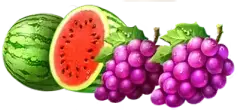 Watermelon and grapes symbols on the Clover Smash paytable